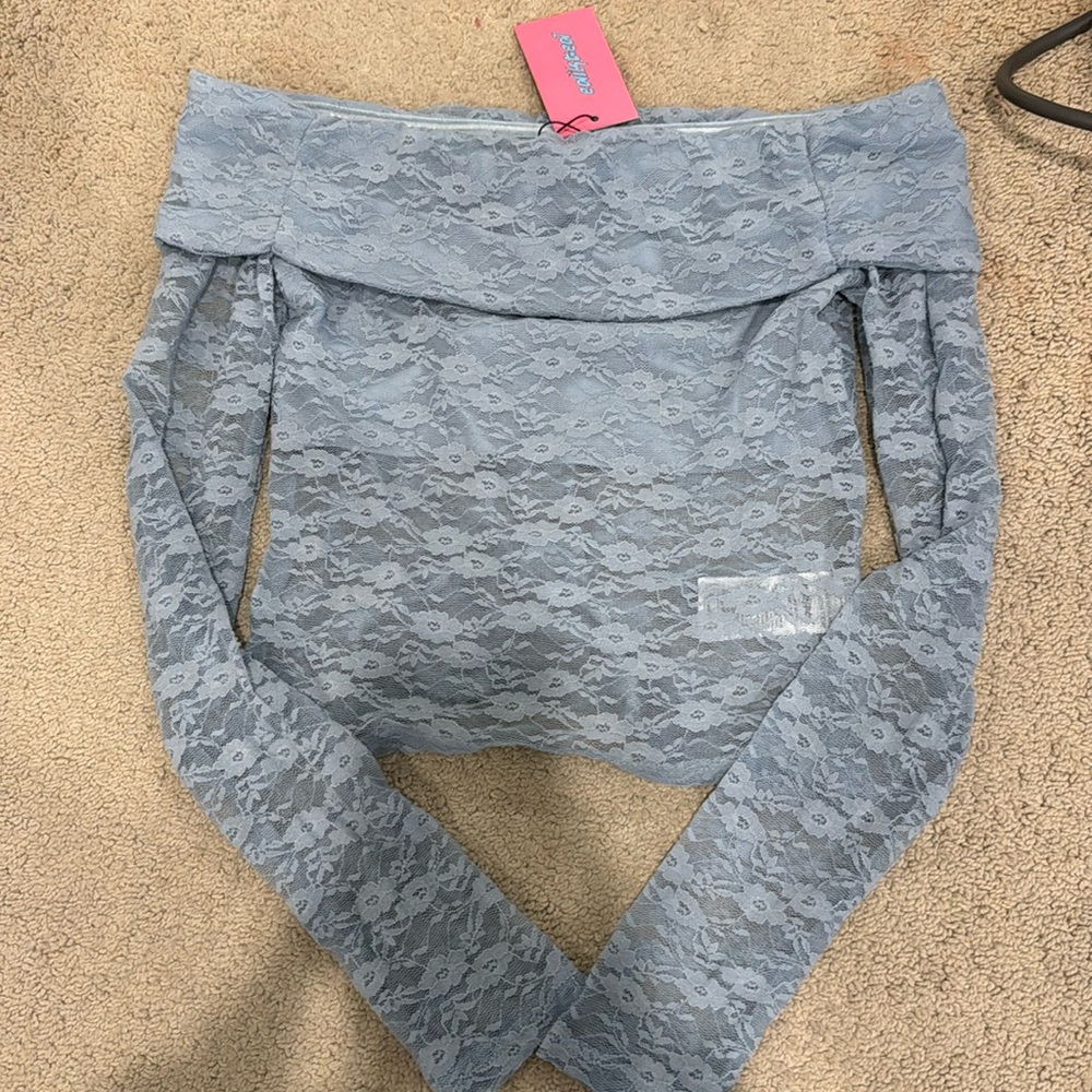 EDIKTED blue lace long sleeve